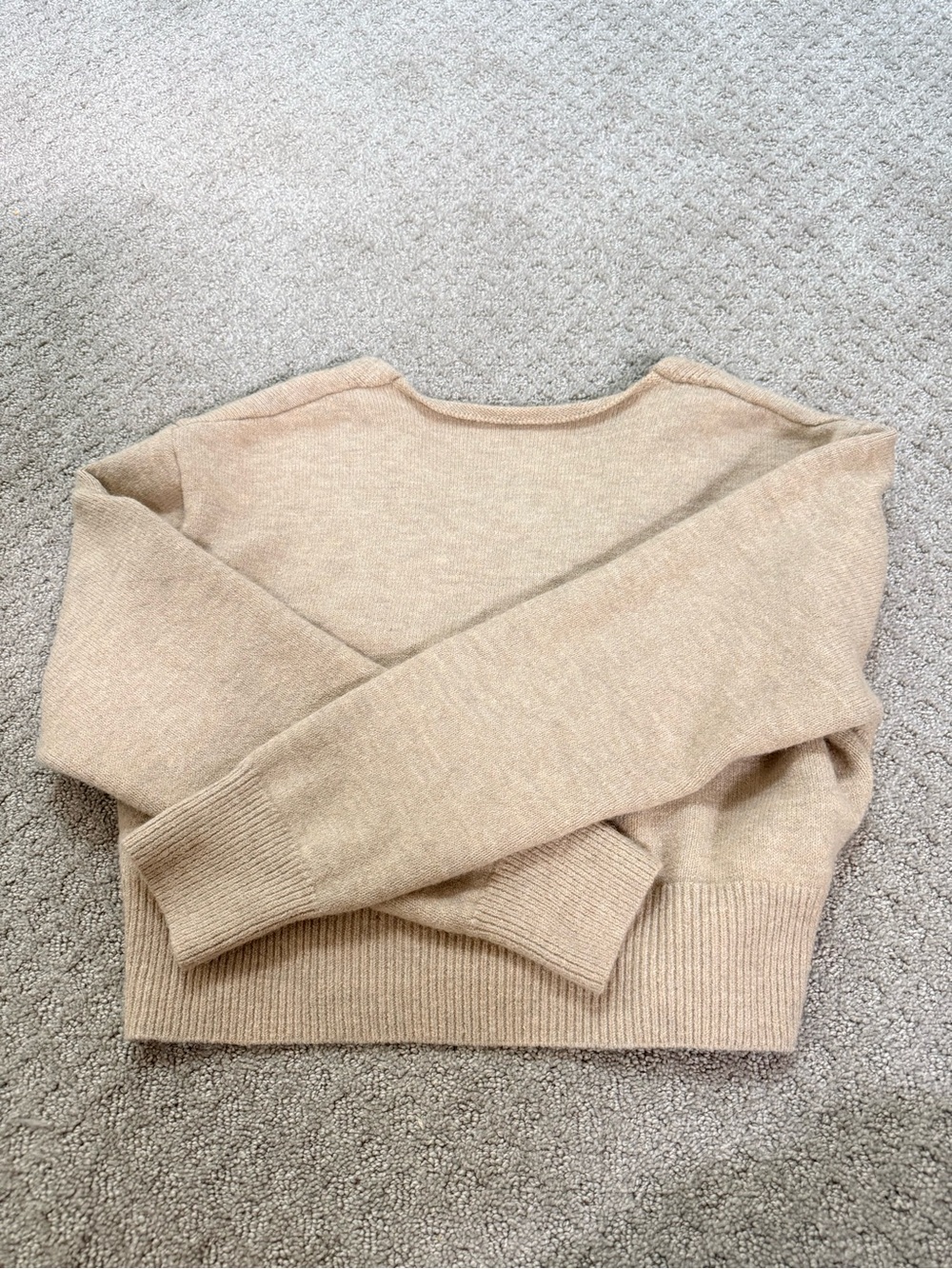Beige V-Neck Wrap Women's Sweater Cardigan - Picture 6 of 7